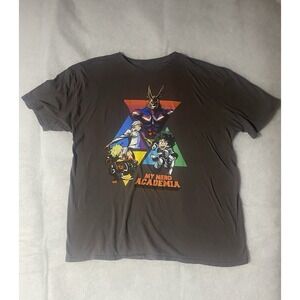 My Hero Academia Mens 3XL Dark Gray Triangles Graphic Anime Shirt New XXXL